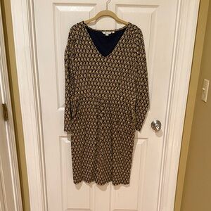Boden Bird Patterned Long Sleeve Dress